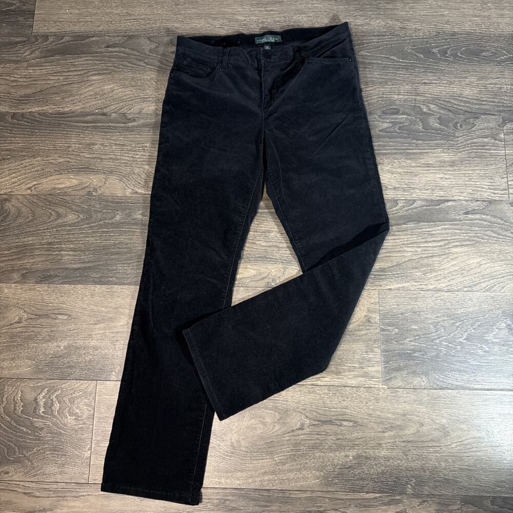 Lauren Ralph Lauren Sz 10 Black Jeans Straight Leg Stretch LRL Old Money Preppy